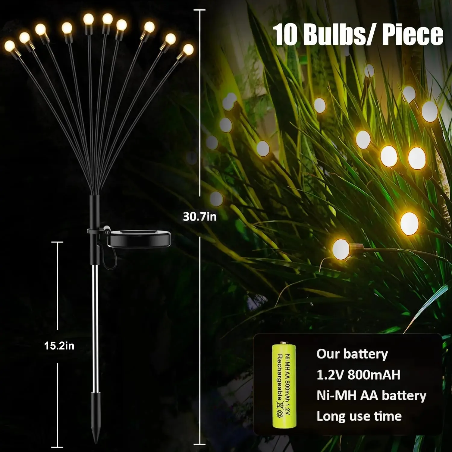 10 LED Solar Garden Lights Firefly Waterproof Solar Lights Outdoor for Yard Patio Pathway Christmas Decorations Solar Lamp