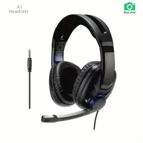 A1 Gaming Headset With Microphone E-sports Computer Wired Headset Noise Reduction Desktop Notebook Stereo Light-emitting Chicken Online Class Learning And Office [single Plug Version] 3.5 Single Plug