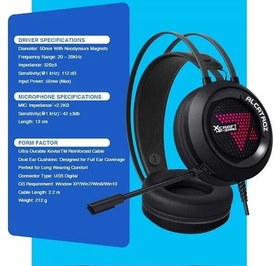 Alcatroz X-Craft HP-3 PRO USB Audio 7.1 Gaming Headset