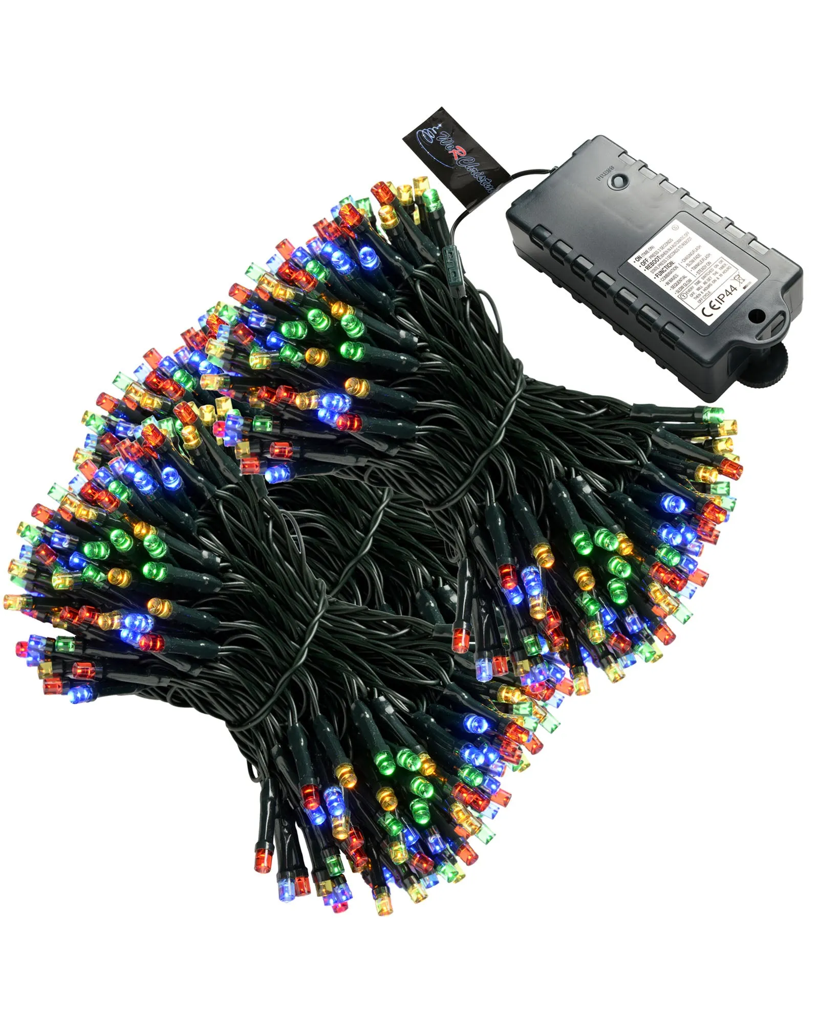 Battery Operated Multi-Function 100 LED Light String with Timer, Multi-Coloured