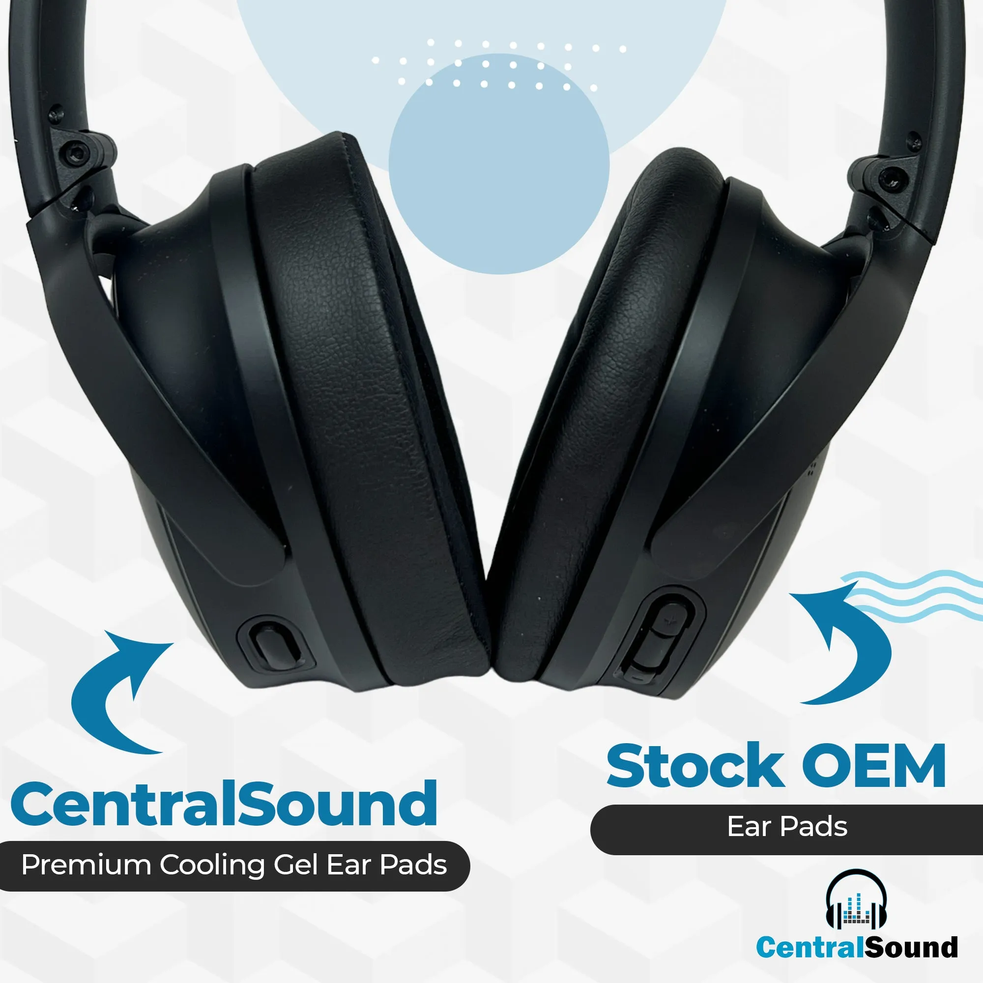 Bose QuietComfort QC45 QC35 QC35 II QC45 QC25 QC15 QC2 QC35 2 Cooling Gel Ear Pad Replacement Cushions with Memory Foam by CentralSound