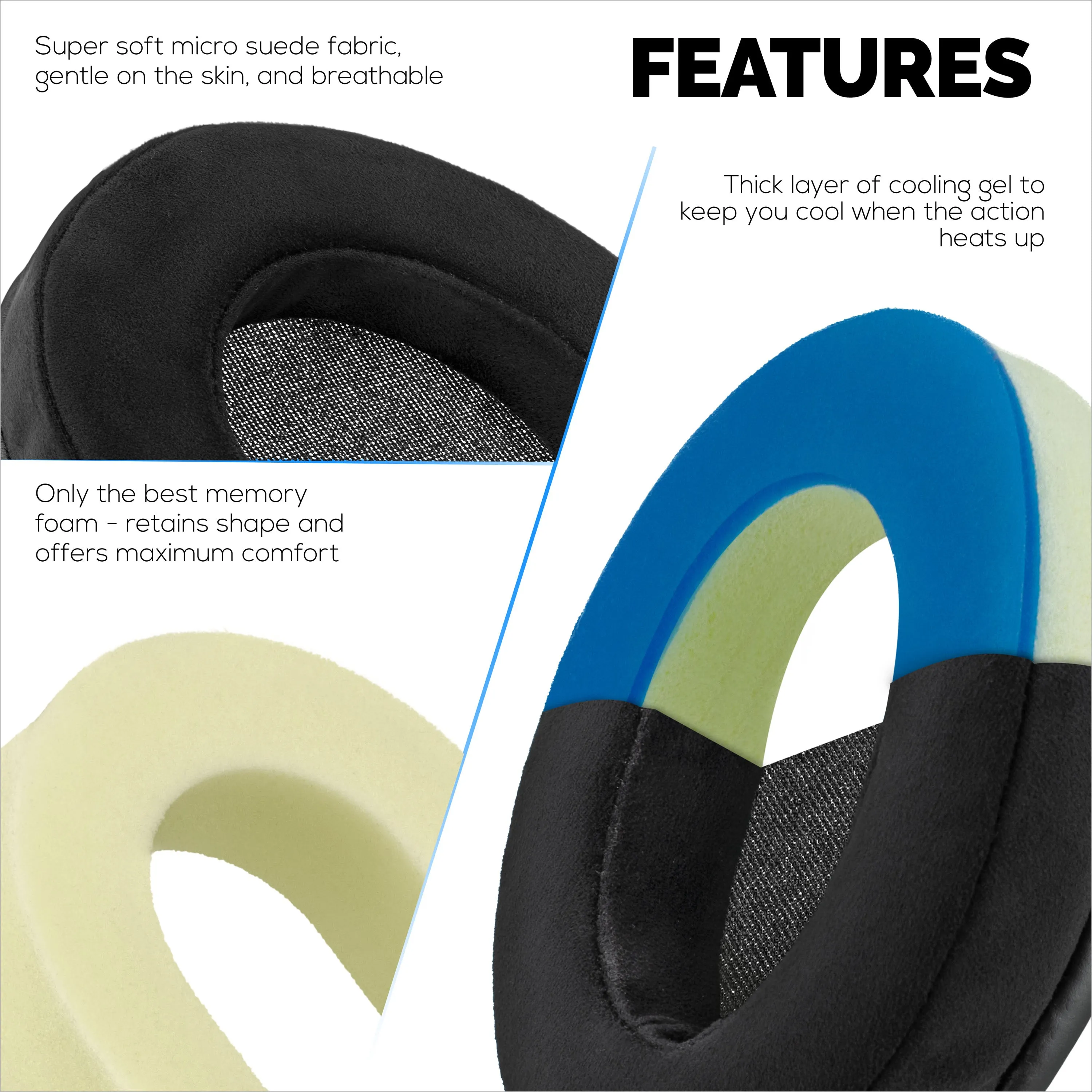 Brainwavz GEL Gaming Earpads - Oval - Micro Suede with Memory Foam