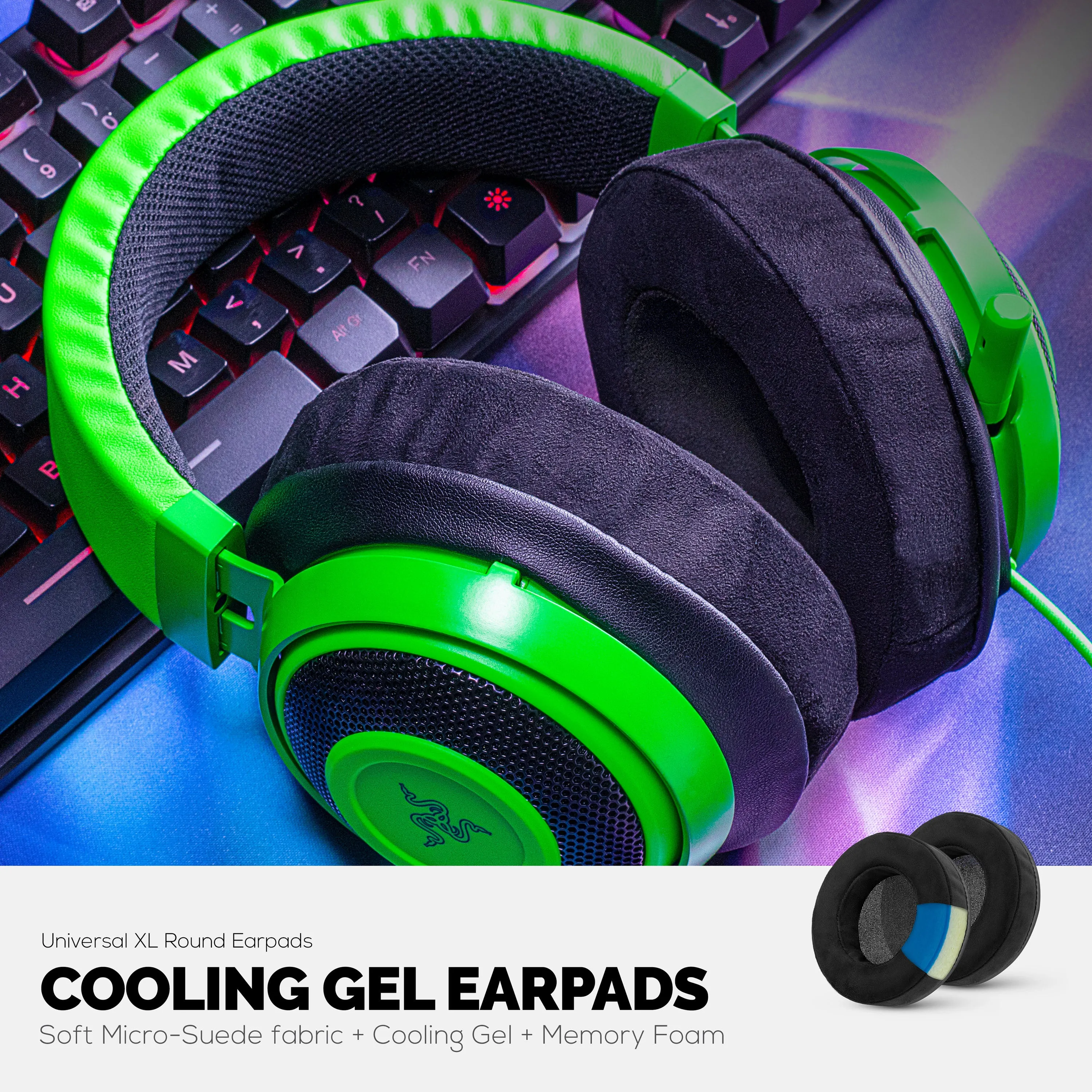 Brainwavz GEL Gaming Earpads - XL - Micro Suede with Memory Foam