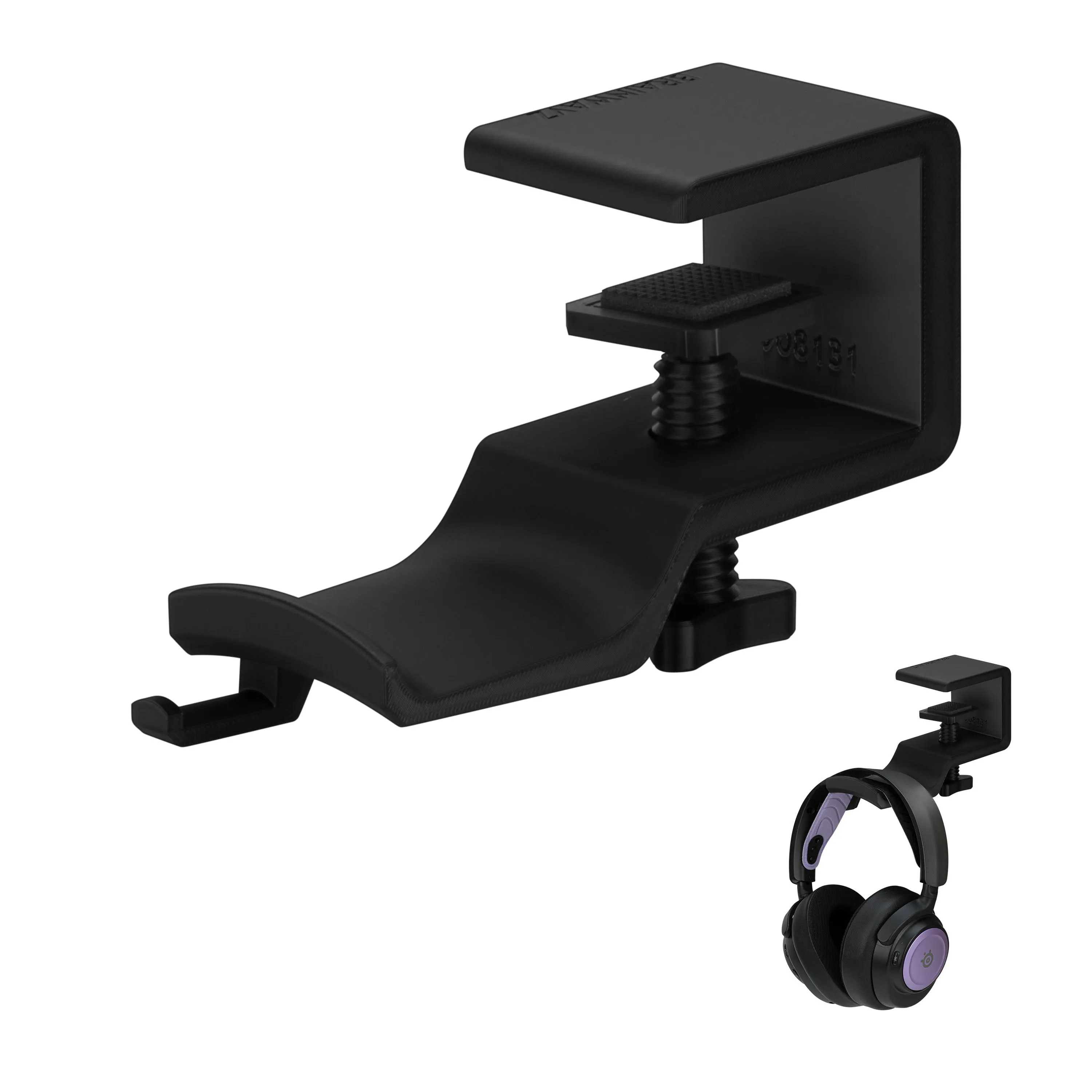 Brainwavz Paw - Under Desk Headphone Hanger Stand, Screw In Place, Easy To Install with Adjustable Mounting Clamp, Suitable for All Headsets