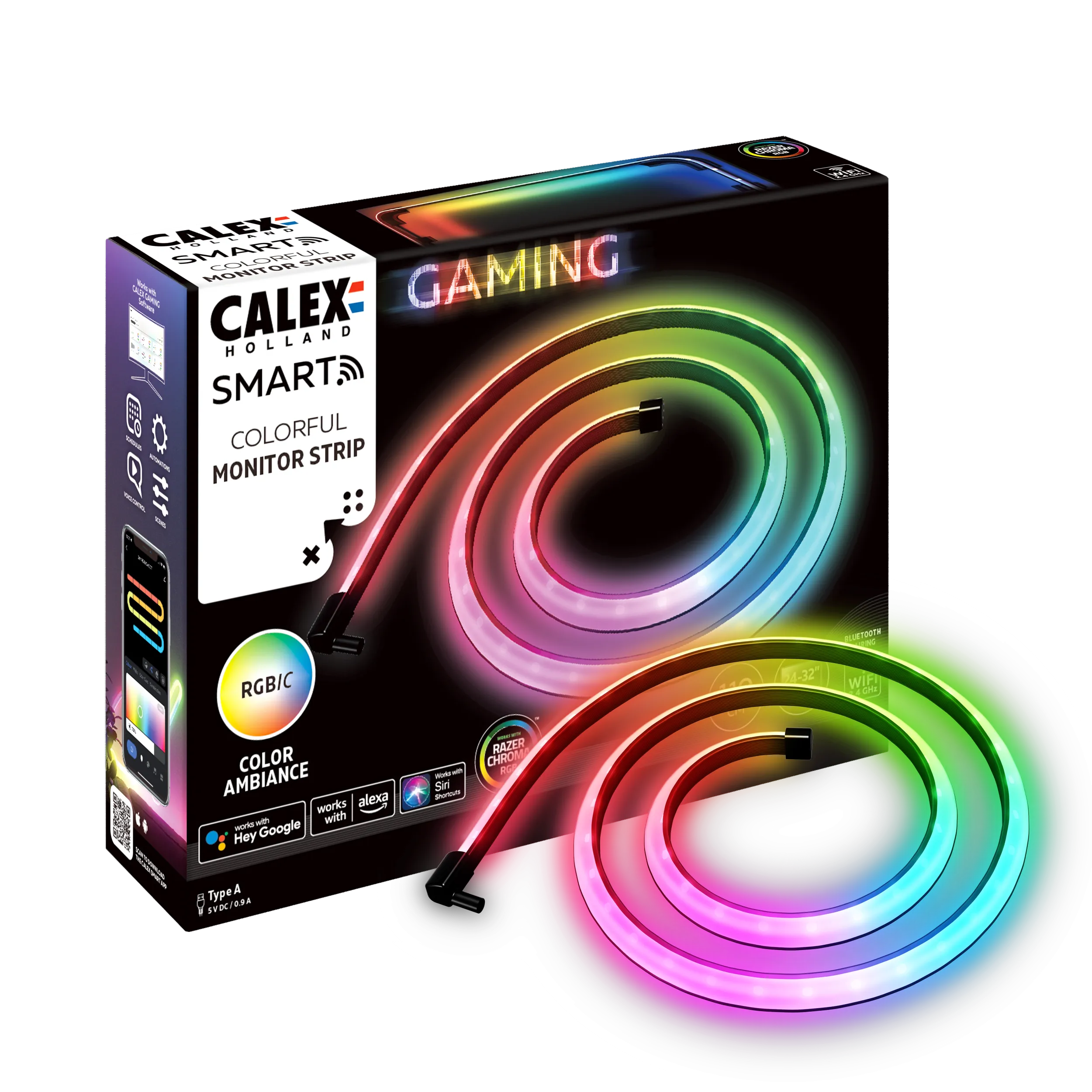 Calex Gaming LED Strip Light for Monitor - Razer Chroma Compatible - 110cm