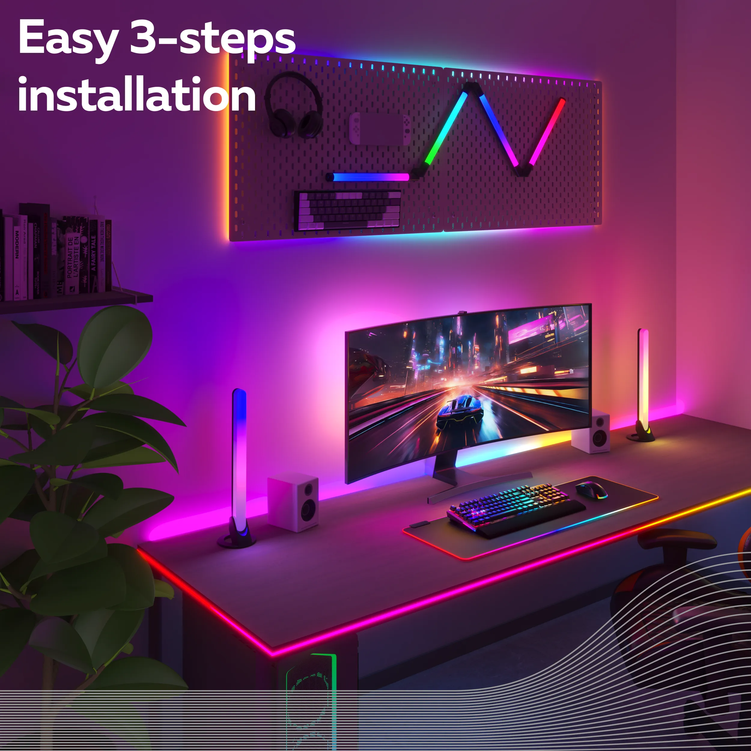 Calex Gaming LED Strip Light for Monitor - Razer Chroma Compatible - 110cm