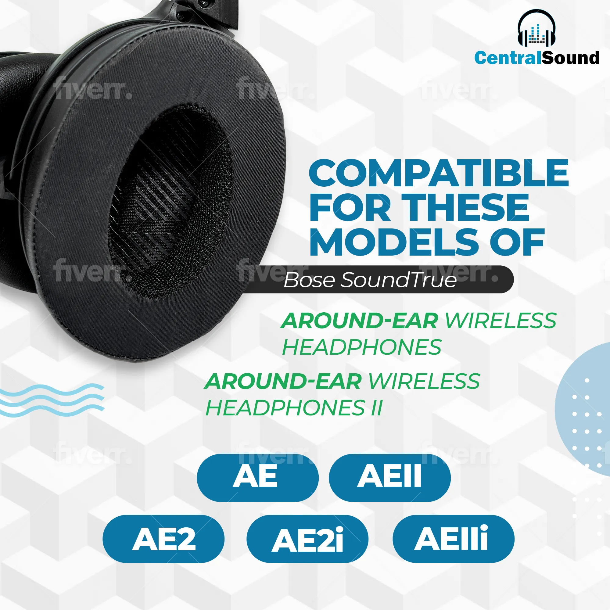 CentralSound Coolers Bose SoundTrue Around-Ear Wireless II AE1 AE2 AEII AEIIi AE2i Cooling Gel Ear Pad Replacement Cushions with Memory Foam