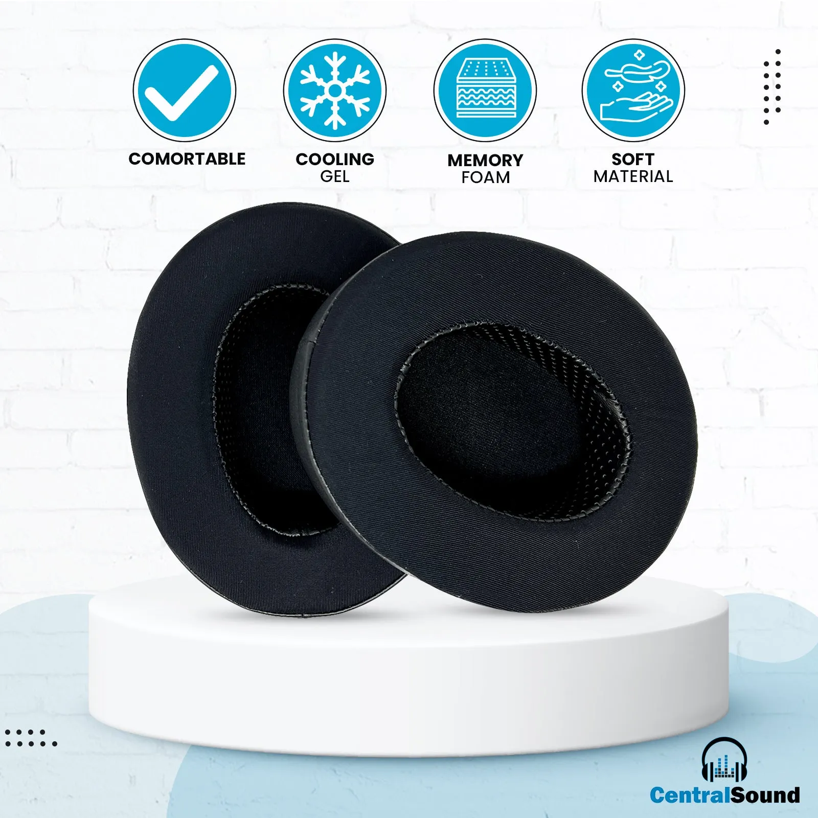 CentralSound Coolers XL Cooling Gel and Memory Foam Oval Ear Pad Cushions