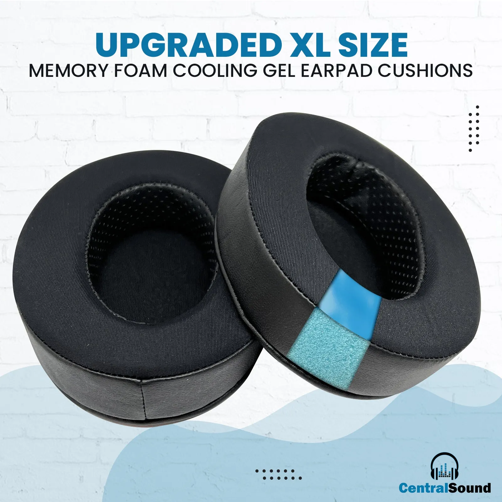 CentralSound Coolers XL Cooling Gel and Memory Foam Oval Ear Pad Cushions