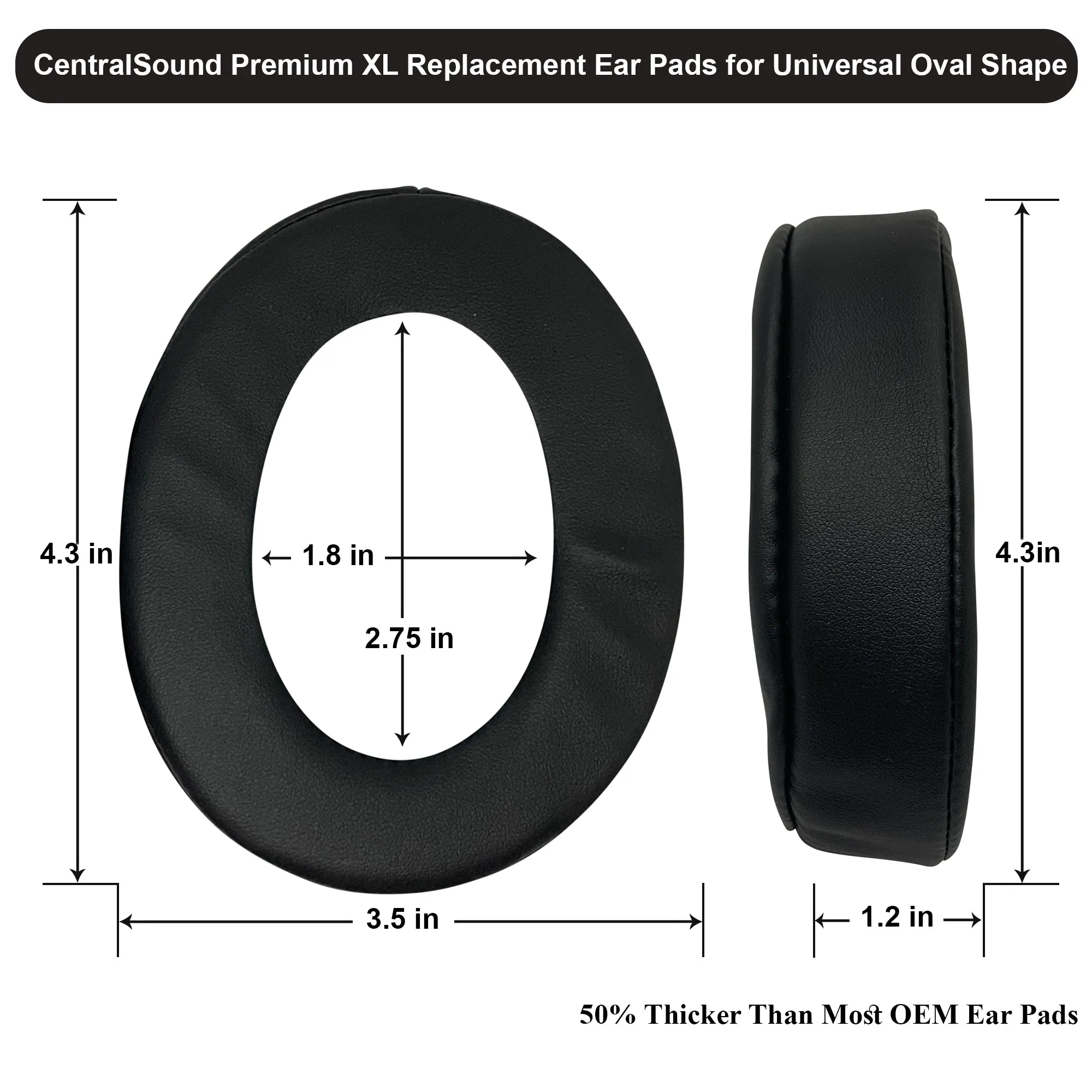 CentralSound Premium XL Memory Foam Universal Oval Ear Pad Cushion Replacements