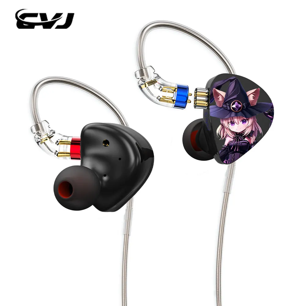 【CVJ Night Elf】 Dual-Channel Three-Unit in Ear Monitor Wired Earbuds with DLC Diamond Diaphragm IEM Earphones Gaming Earbuds for Musicians Singers Gamers