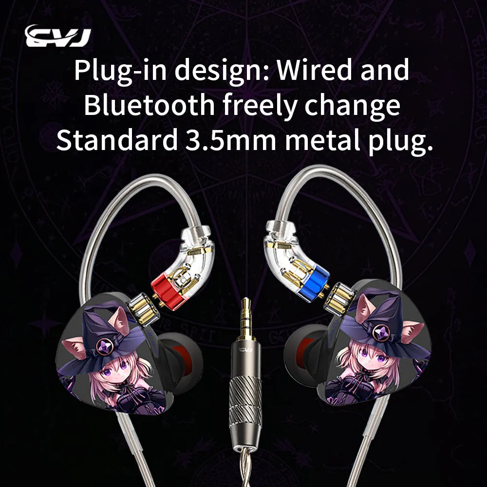 【CVJ Night Elf】 Dual-Channel Three-Unit in Ear Monitor Wired Earbuds with DLC Diamond Diaphragm IEM Earphones Gaming Earbuds for Musicians Singers Gamers