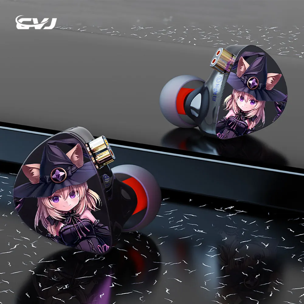 【CVJ Night Elf】 Dual-Channel Three-Unit in Ear Monitor Wired Earbuds with DLC Diamond Diaphragm IEM Earphones Gaming Earbuds for Musicians Singers Gamers