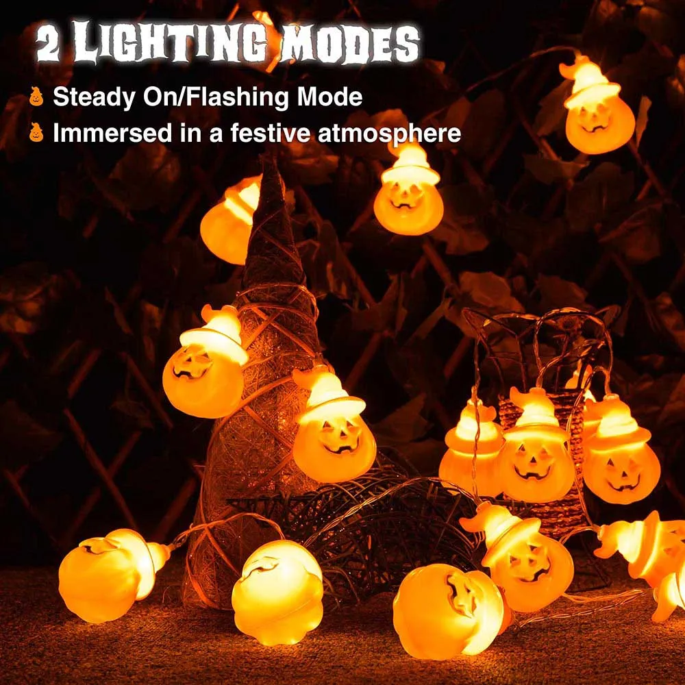 DIY Halloween Lights Pumpkin String Light 10FT Battery Operated Orange