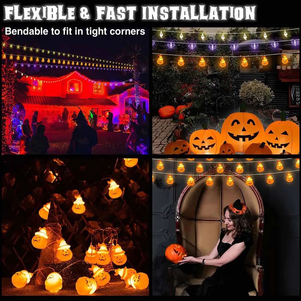 DIY Halloween Lights Pumpkin String Light 10FT Battery Operated Orange