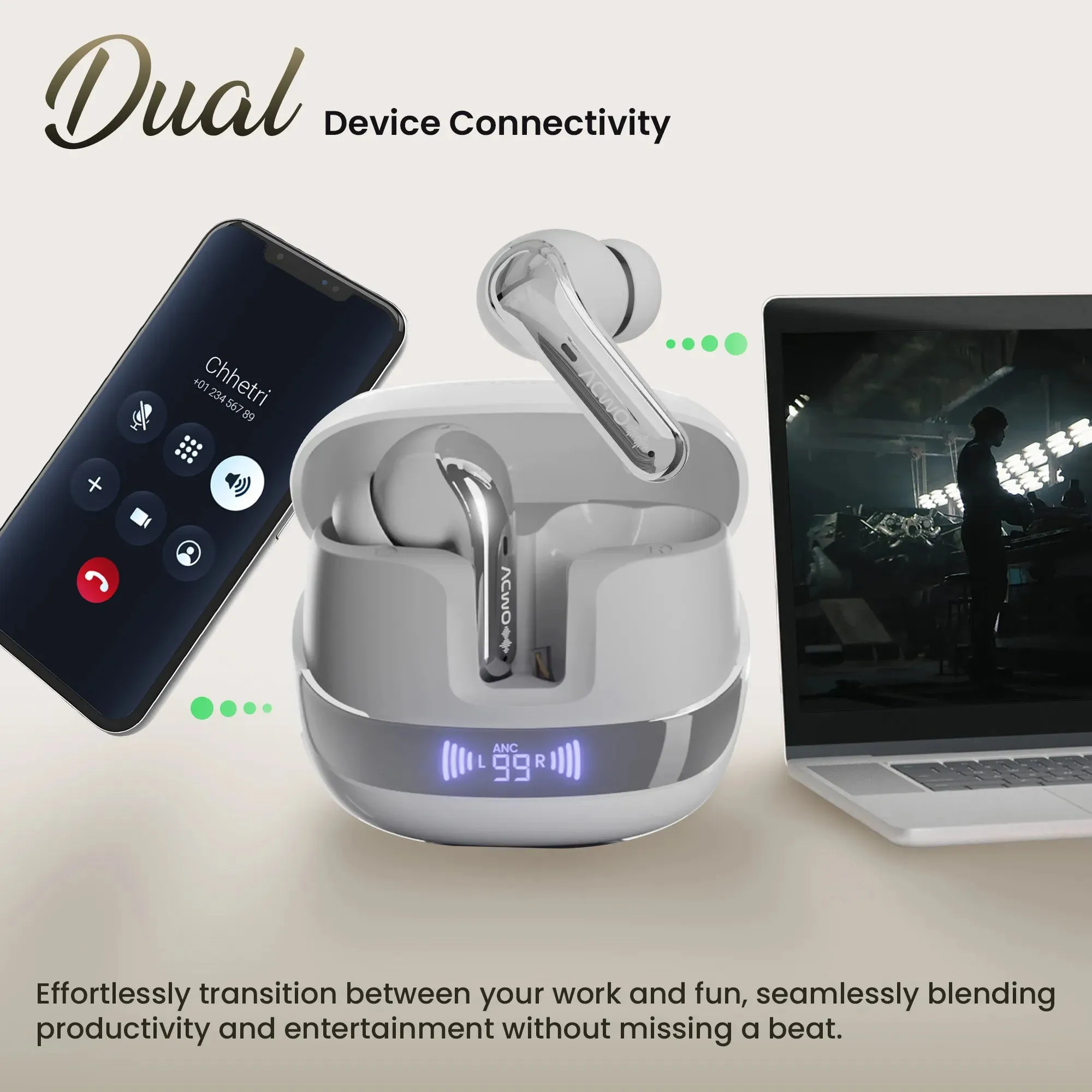 DwOTS 747 TWS Earbuds With Dual Device Connectivity