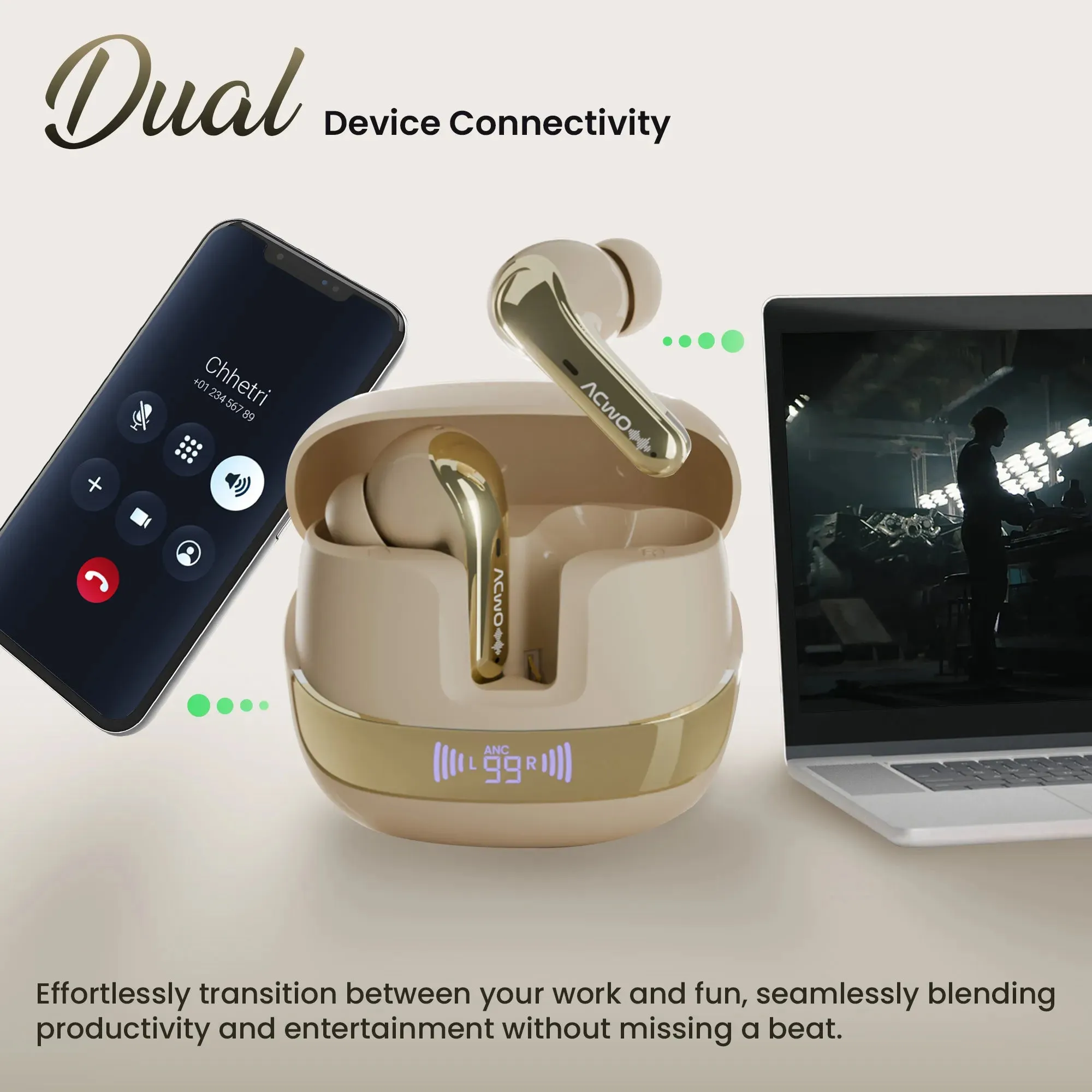 DwOTS 747 TWS Earbuds With Dual Device Connectivity