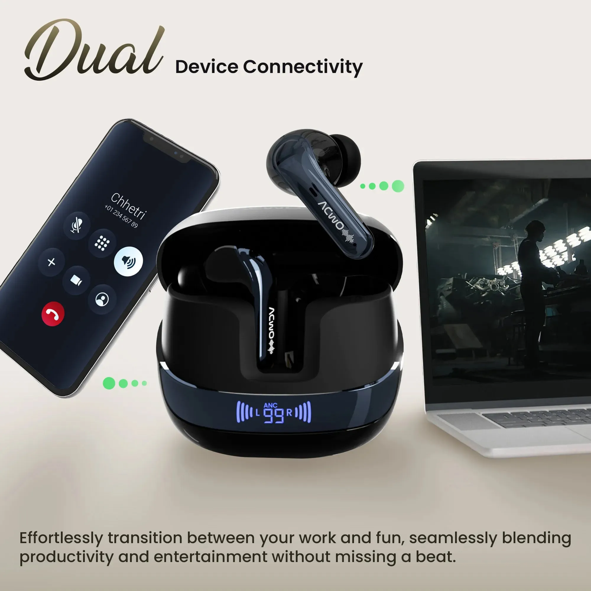 DwOTS 747 TWS Earbuds With Dual Device Connectivity