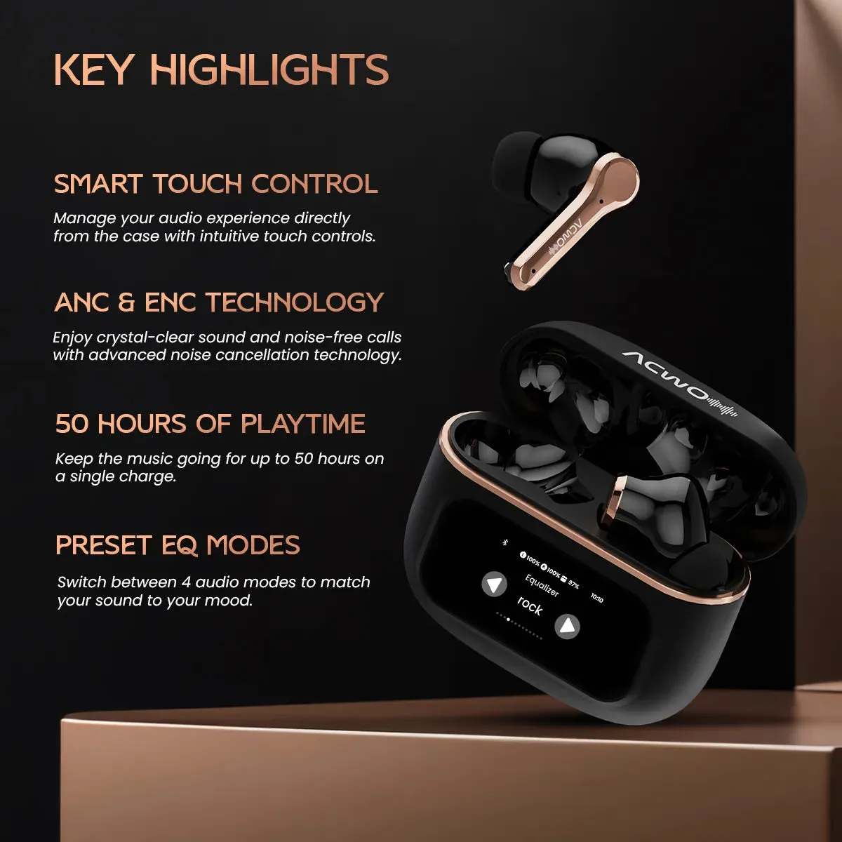 DwOTS [Touch Screen Display] Earbuds with ANC and ENC