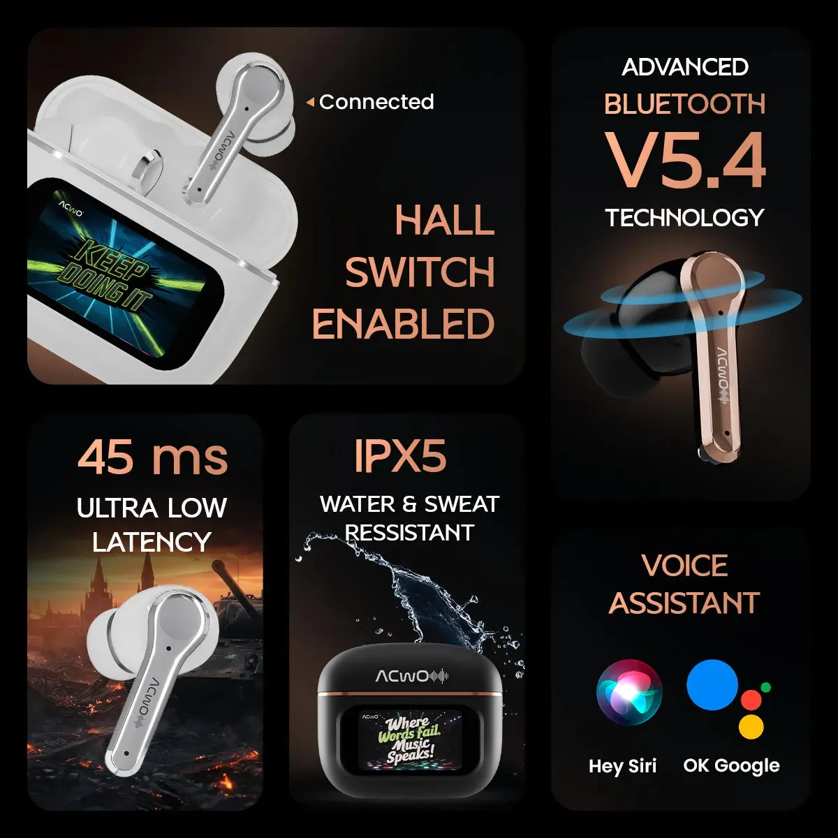 DwOTS [Touch Screen Display] Earbuds with ANC and ENC