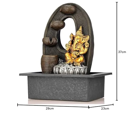 Global Grabbers Polyresin Table Top Indoor Outdoor Water Fall Fountain with LED Lights Home Decor Decoration Gift Gifting Items-GOL_BRO-SF71-(000)