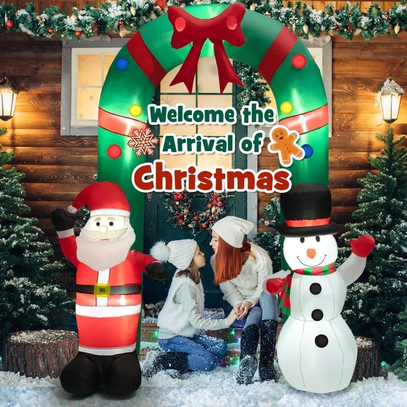 Happy Christmas Holiday Yard Decorations Inflatable W/ LED Lights