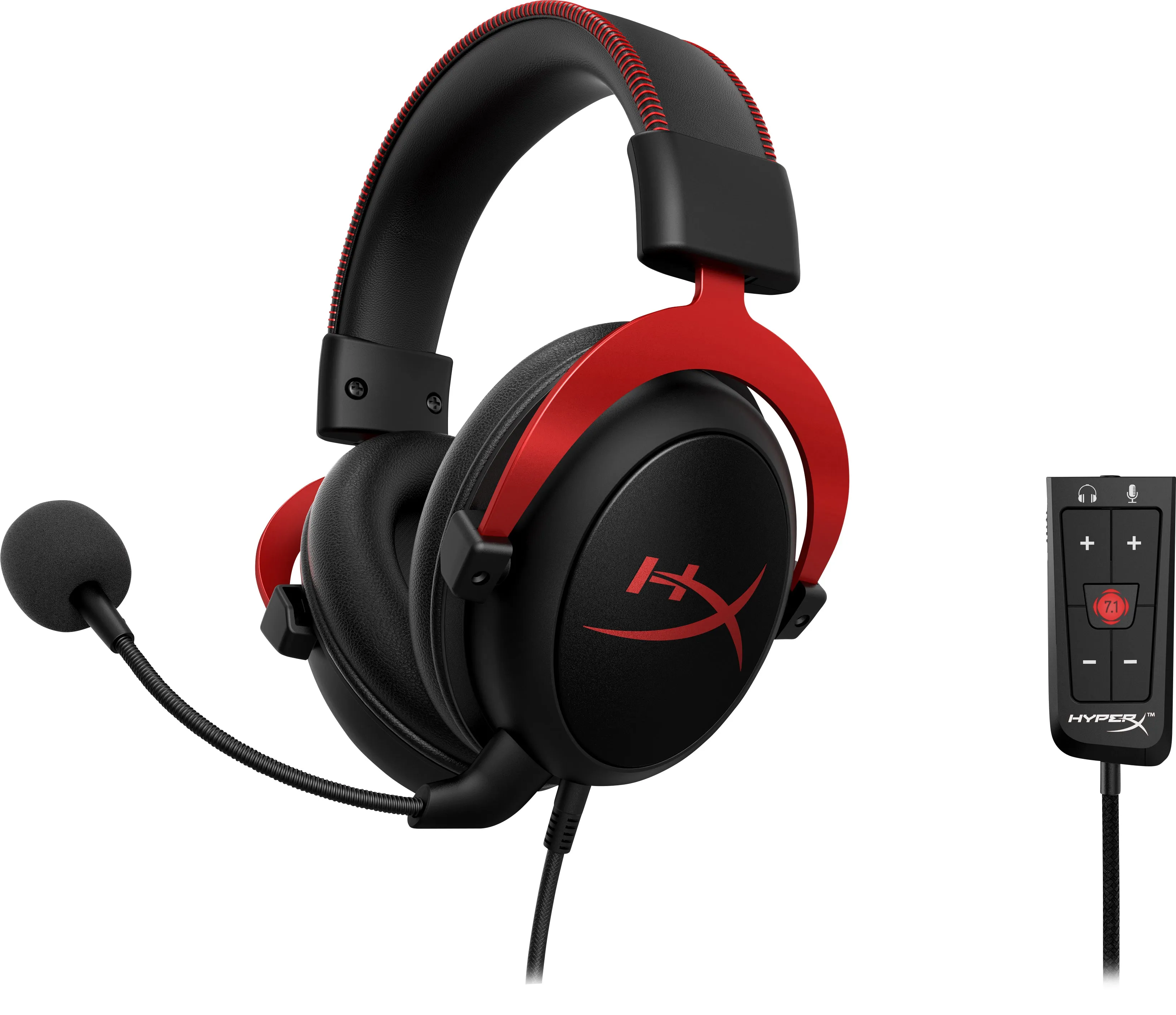 HP HyperX Cloud II Wired Gaming Headset, USB 2.0, Black-Red - 4P5M0AA