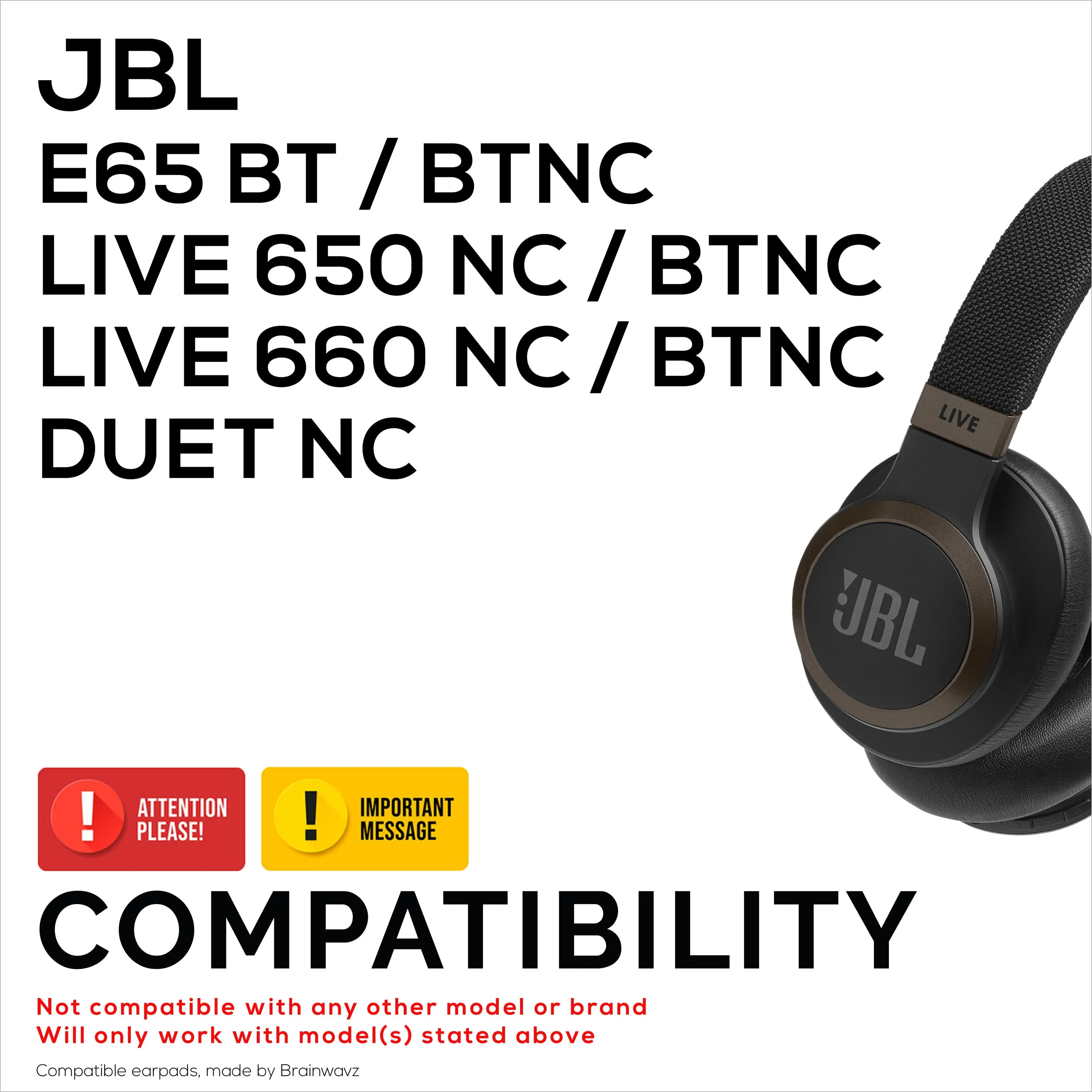 Hybrid Earpads for JBL E65 (E65BT E65BTNC), Live 650 (650NC 650BTNC), Live 660 (660NC 660BTNC) & Duet NC Headphones, Cool Gel, Super Soft Fabric, PU Leather & Thicker Memory Foam