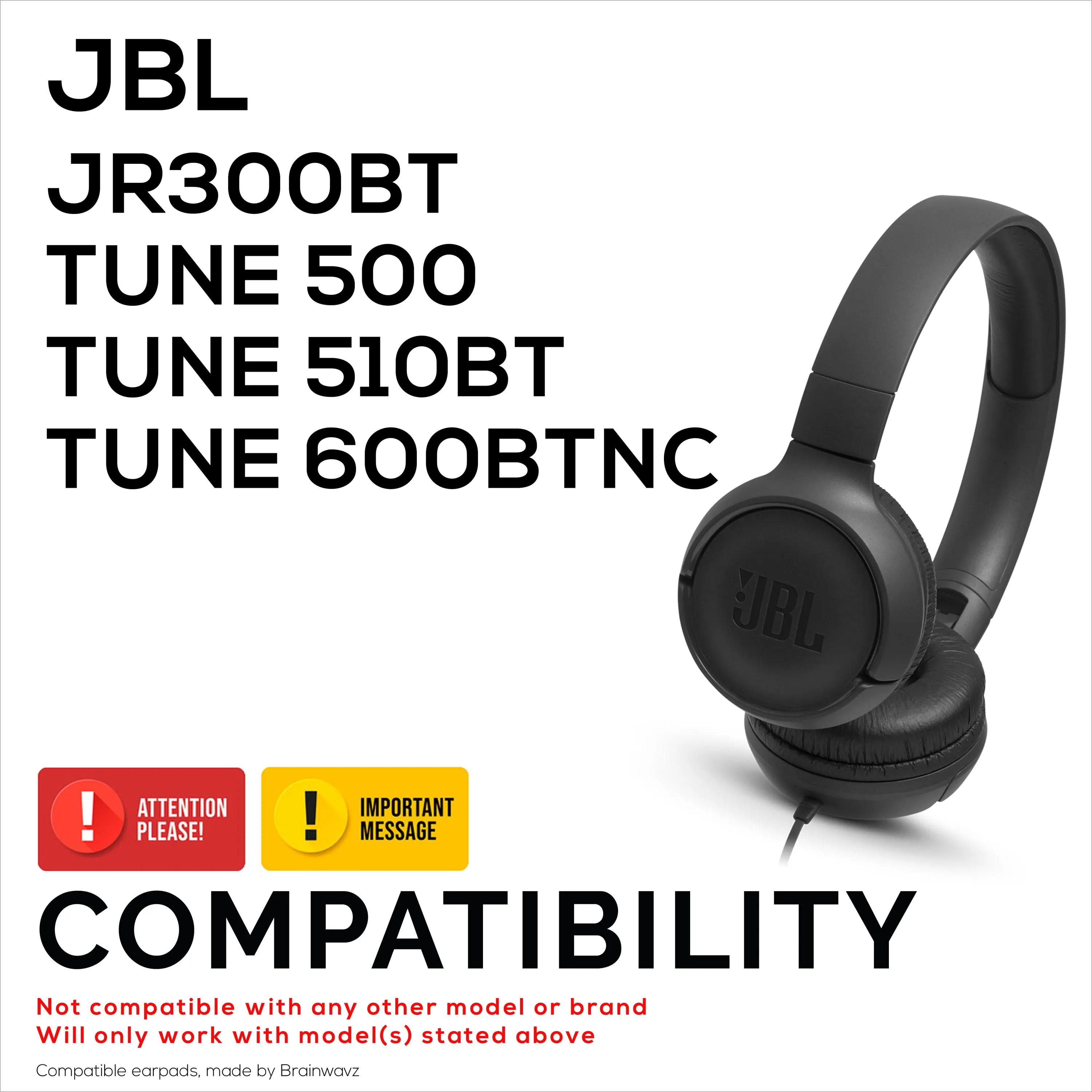 Hybrid Earpads for JBL JR300BT, TUNE 500, 510BT, 600BTNC Headphones, Cool Gel, Super Soft Fabric, PU Leather & Thicker Memory Foam