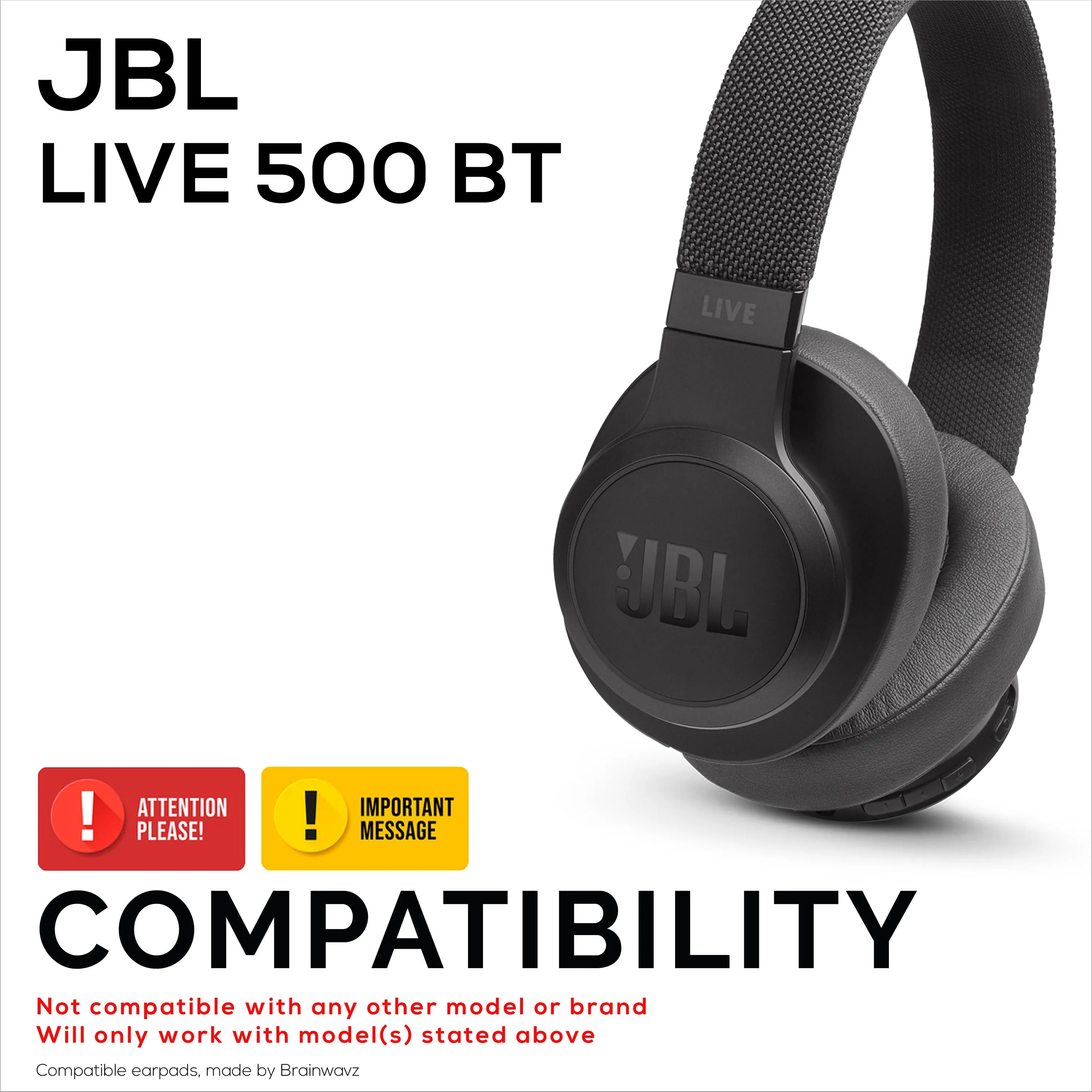 Hybrid Earpads for JBL LIVE 500BT Headphones, Cool Gel, Super Soft Fabric, PU Leather & Thicker Memory Foam