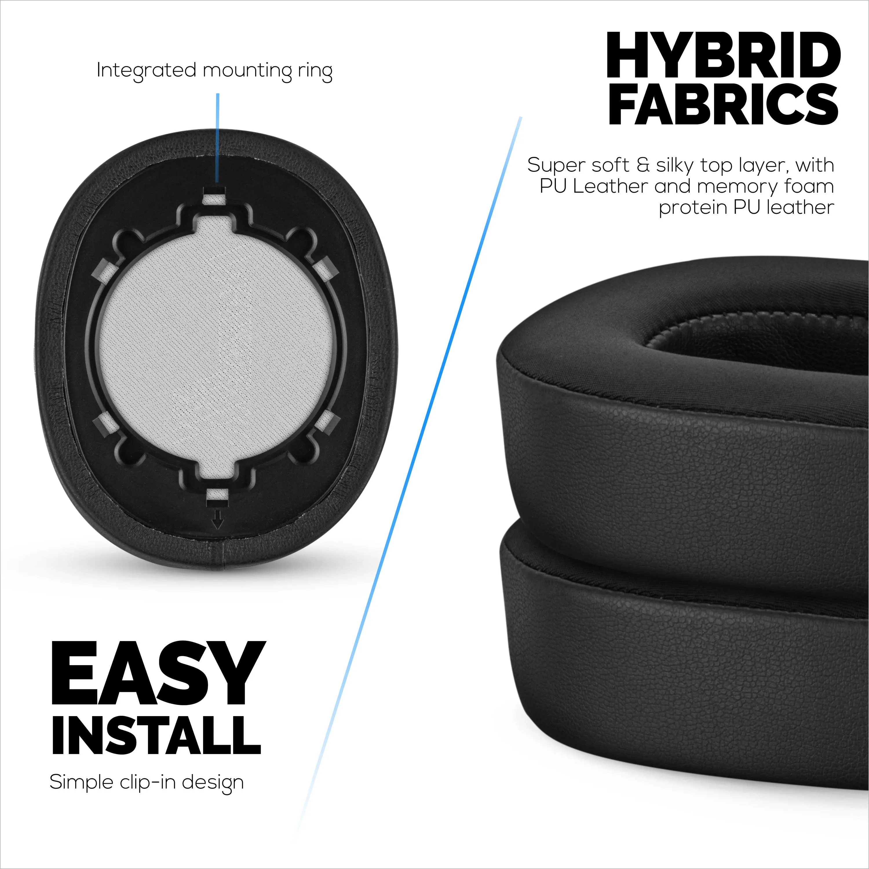 Hybrid Earpads for JBL LIVE 500BT Headphones, Cool Gel, Super Soft Fabric, PU Leather & Thicker Memory Foam