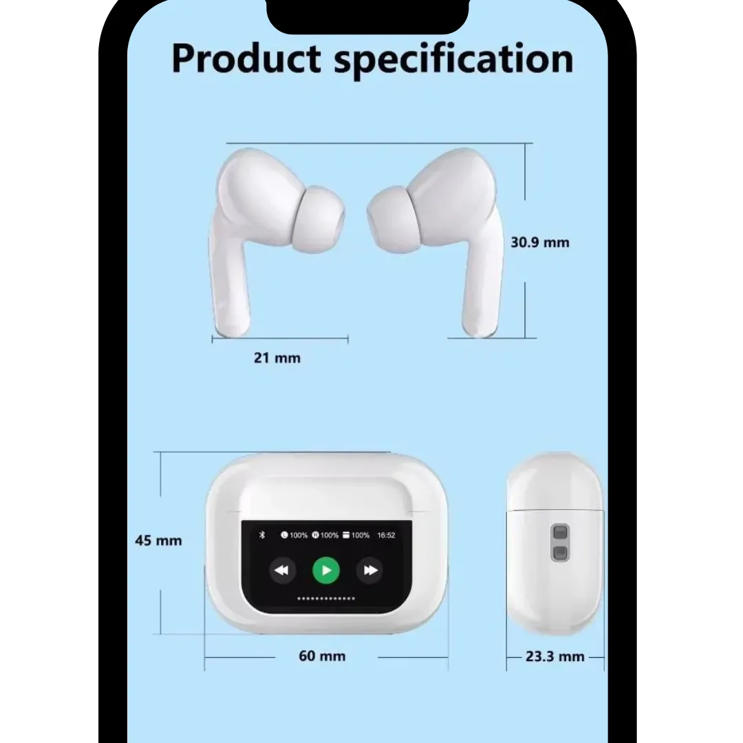 LED Display Earbuds ENC/ANC, Double Dark, Noice Reduction & Touch Control