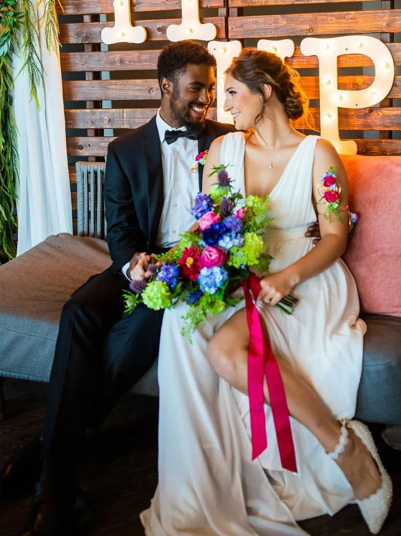 Modern Colorful Spring Wedding Bouquet