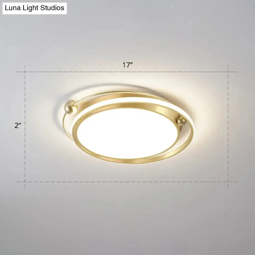 Modern Gold LED Ceiling Light with Halo Ring Flush Mount for Bedroom