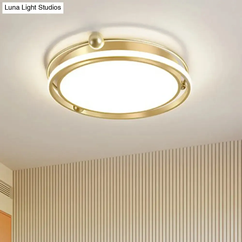 Modern Gold LED Ceiling Light with Halo Ring Flush Mount for Bedroom