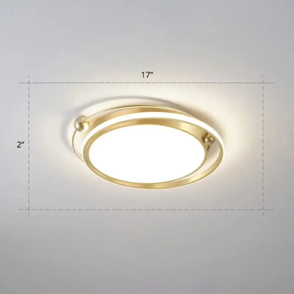 Modern Gold LED Ceiling Light with Halo Ring Flush Mount for Bedroom