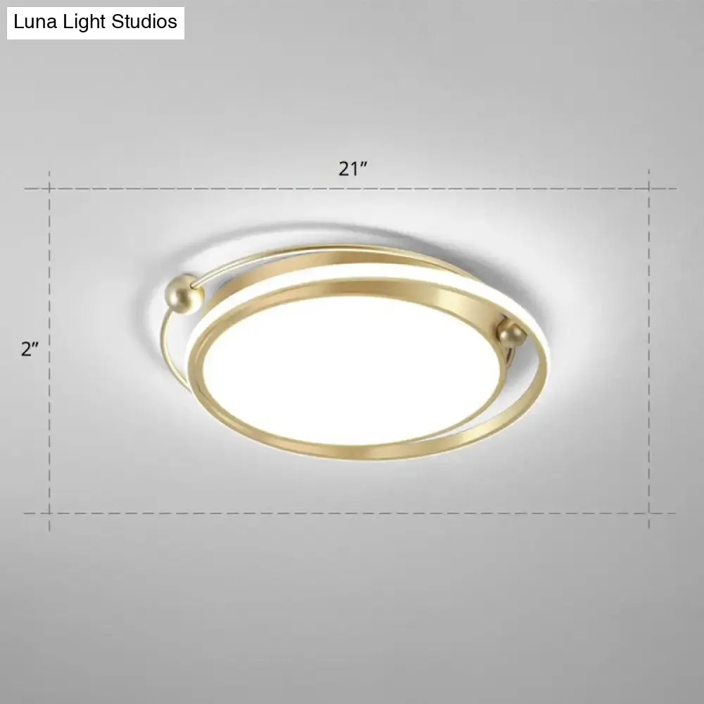 Modern Gold LED Ceiling Light with Halo Ring Flush Mount for Bedroom