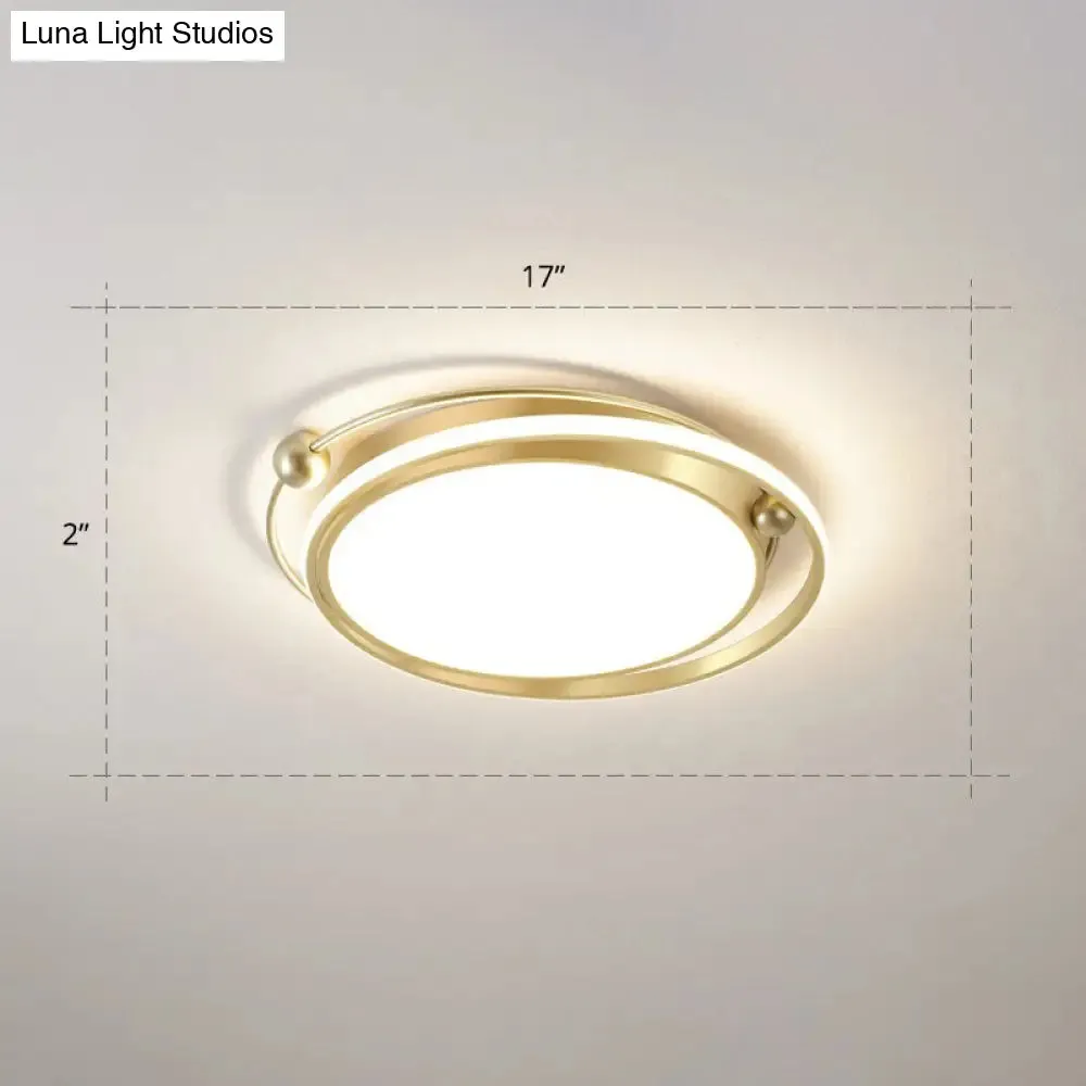 Modern Gold LED Ceiling Light with Halo Ring Flush Mount for Bedroom