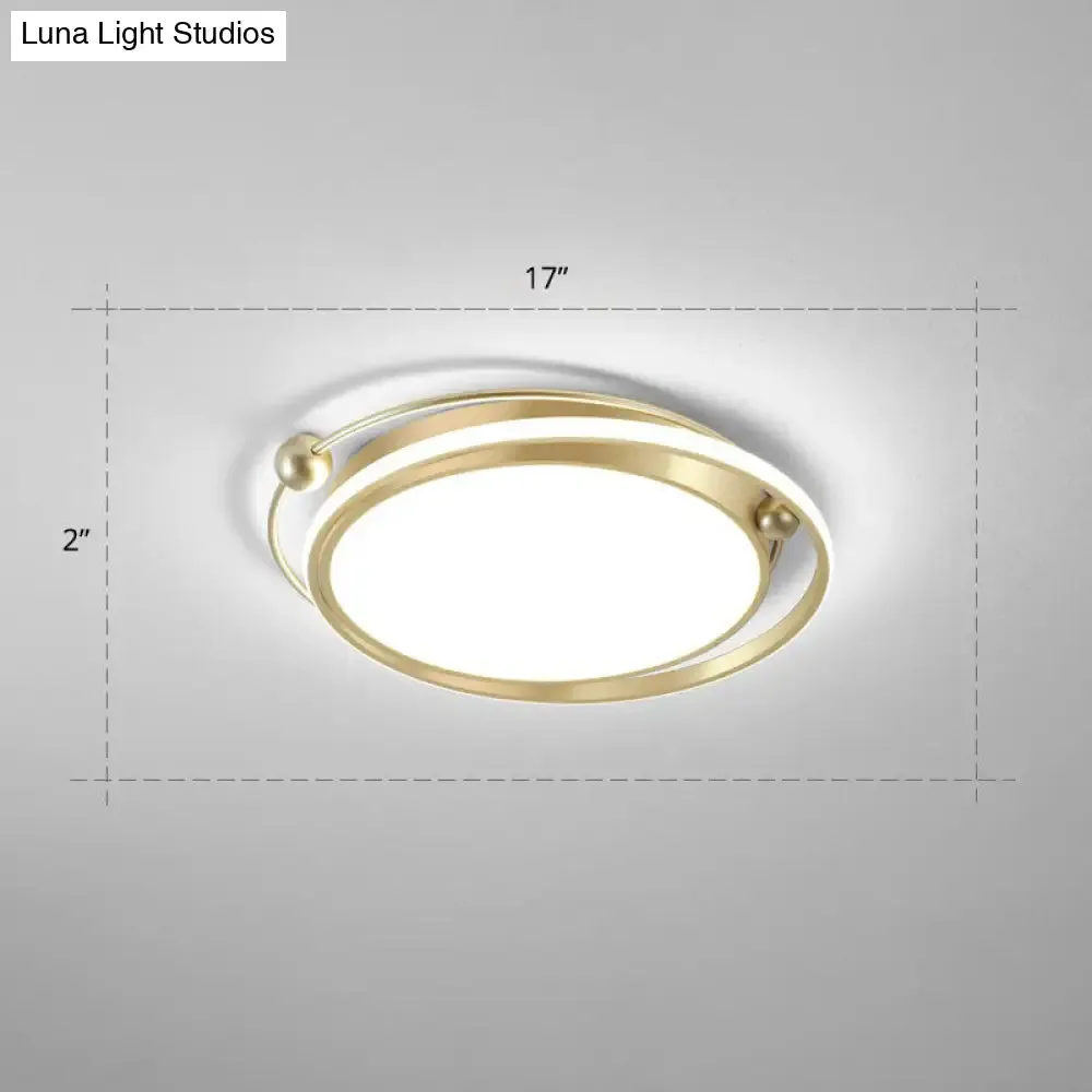 Modern Gold LED Ceiling Light with Halo Ring Flush Mount for Bedroom