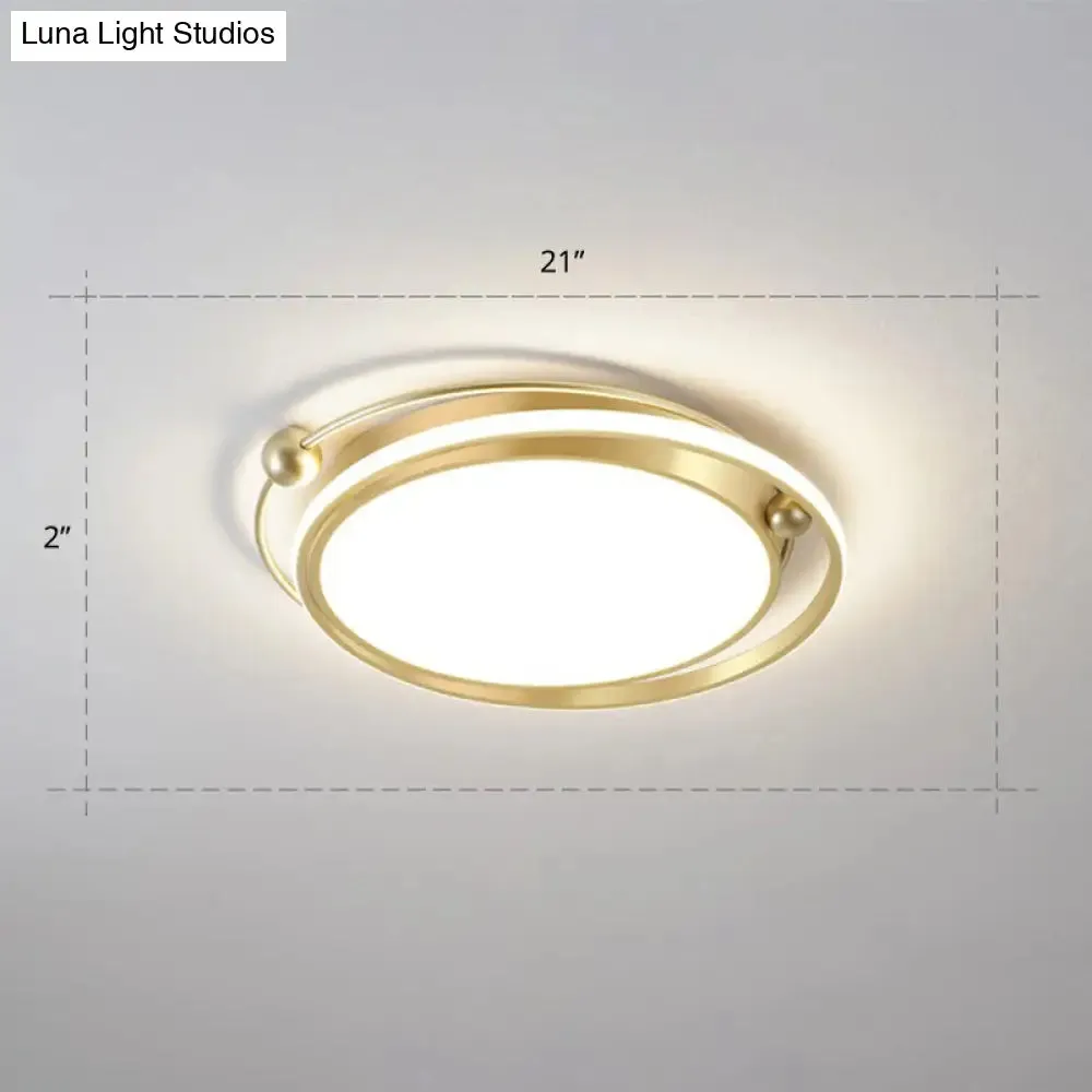 Modern Gold LED Ceiling Light with Halo Ring Flush Mount for Bedroom