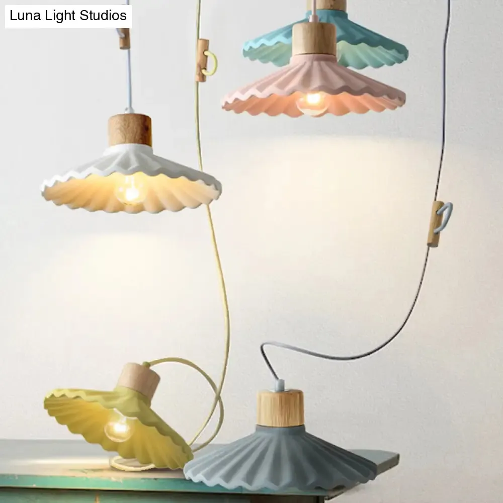 Modern Mini Colorful Pendant Light with Lovely Cement Saucer Shade for Bedroom