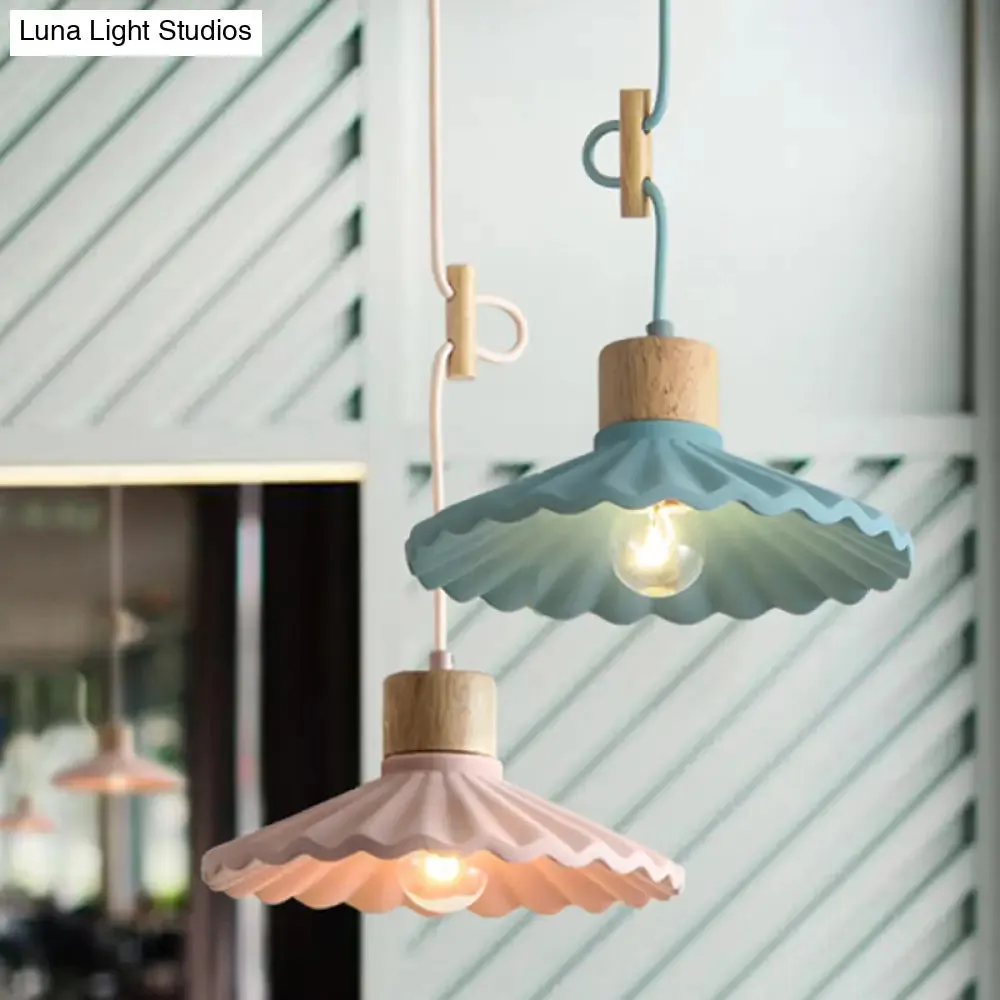 Modern Mini Colorful Pendant Light with Lovely Cement Saucer Shade for Bedroom