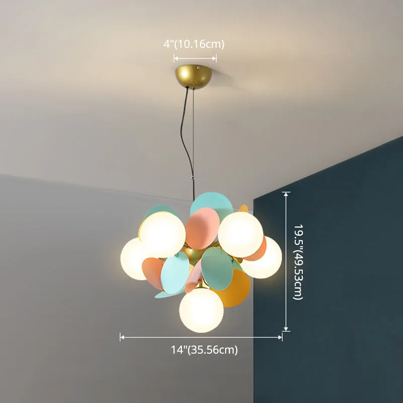 Odile - Cartoon Balloon Hanging Light Fixtures Cartoon Metallic Drop Pendant with Glass Shade for Bedroom