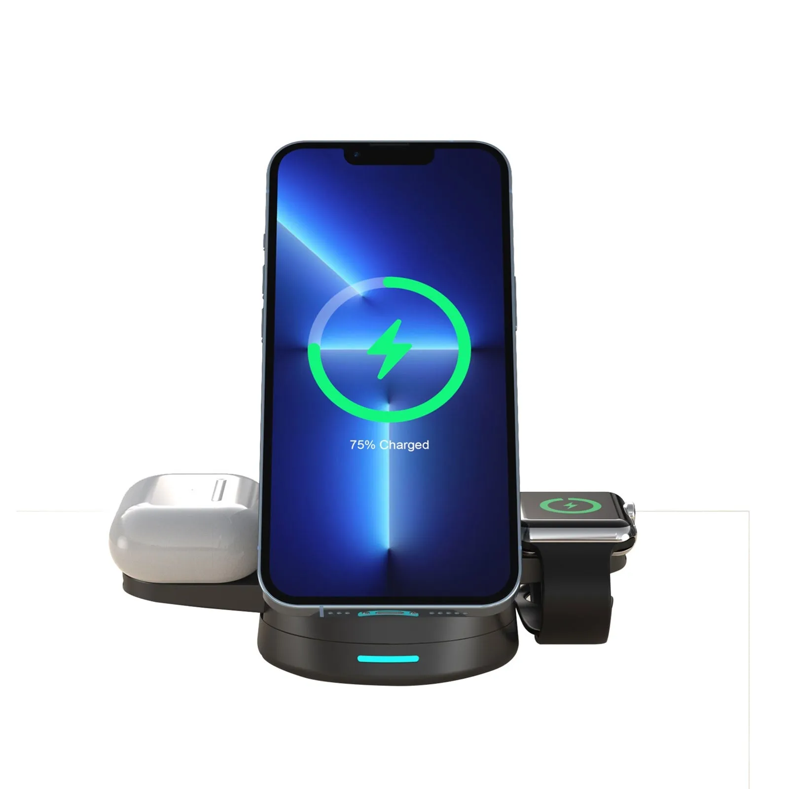 Prevo 3-in-1 25W Magnetic Wireless Charging Station for Smartphones, Smartwatches & Wireless Earbuds