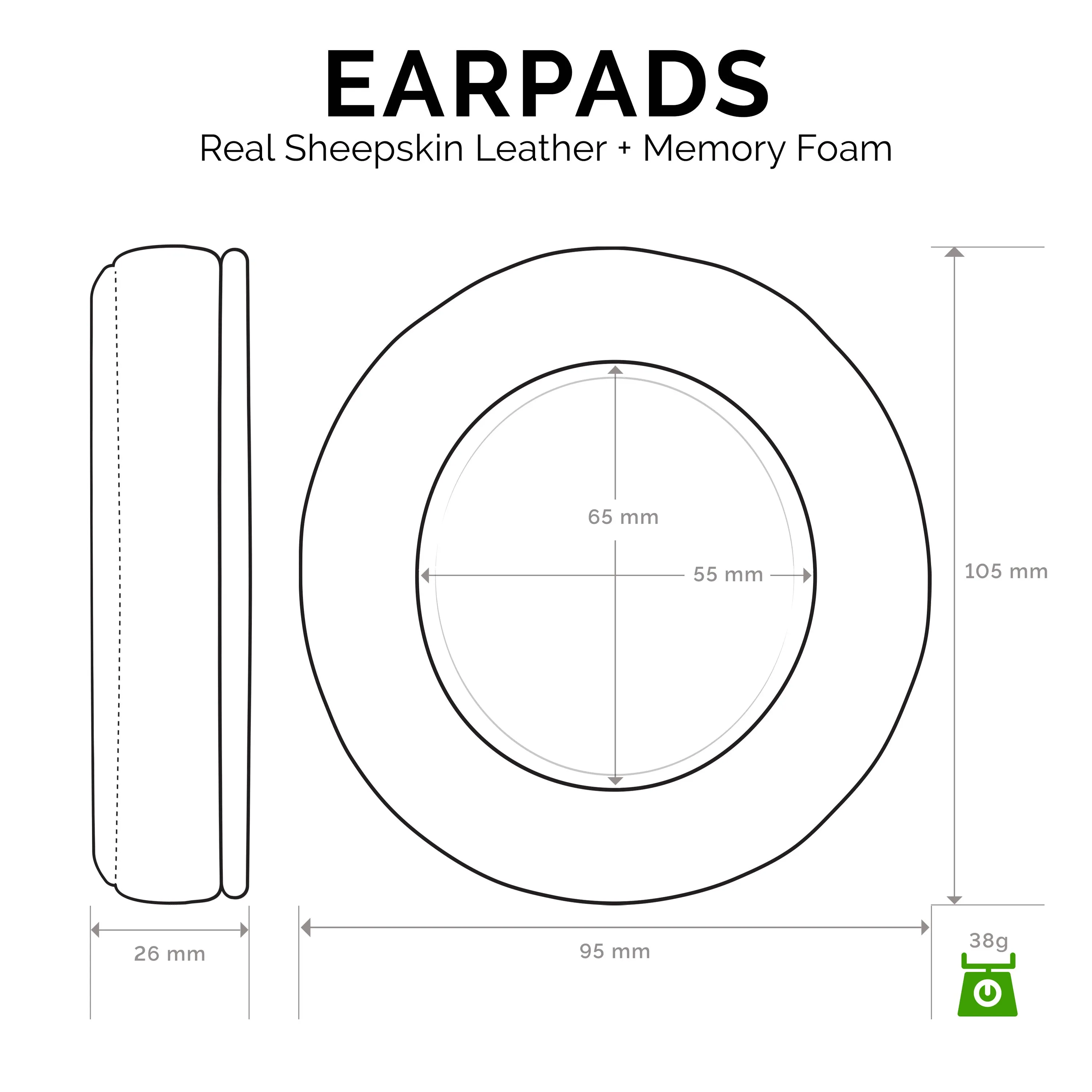 Razer Kraken Sheepskin Leather Replacement Earpads