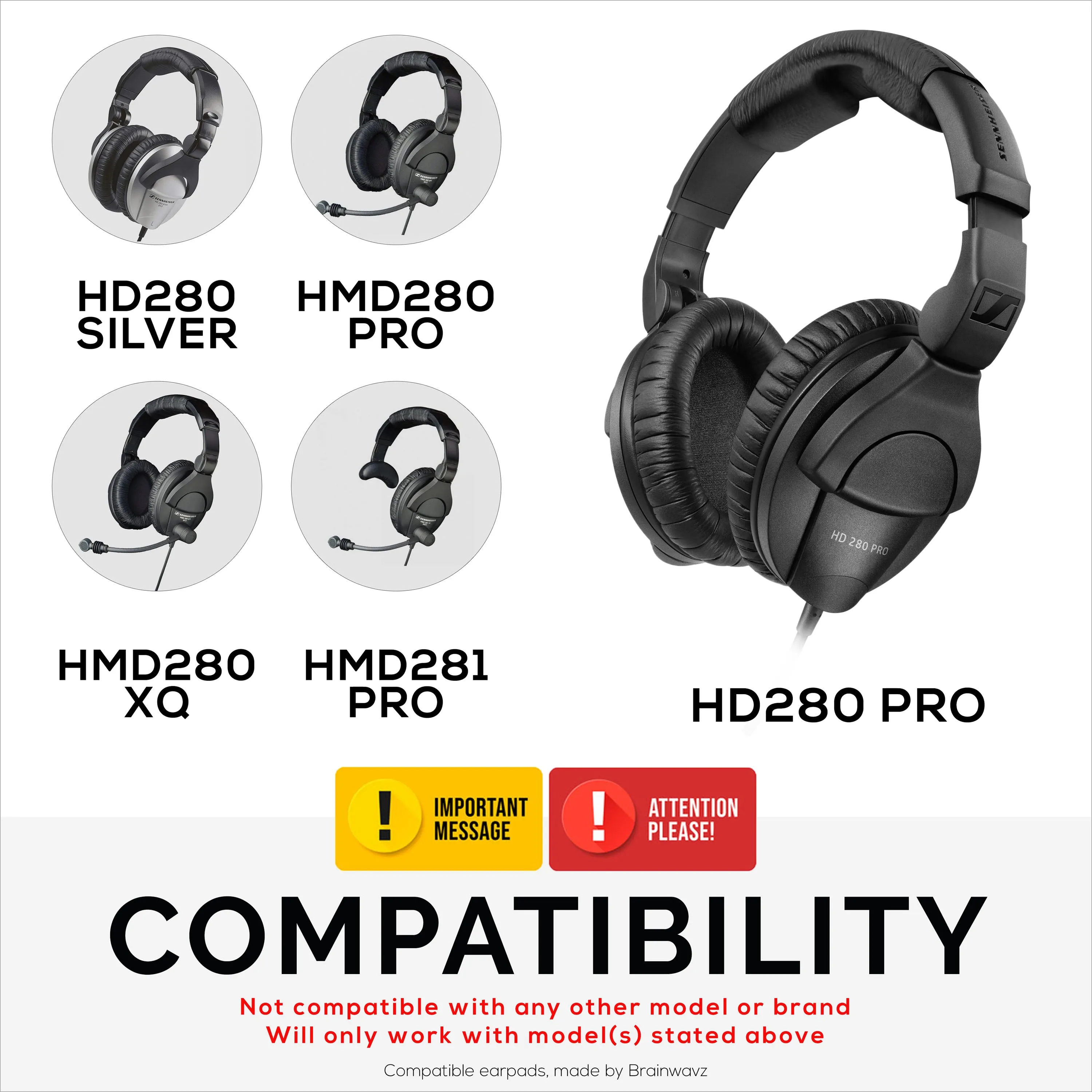 Replacement Earpads for Sennheiser HD280 PRO, HD280 SILVER, HD281, HMD280 PRO, HMD281, HMD280-XQ Headphones