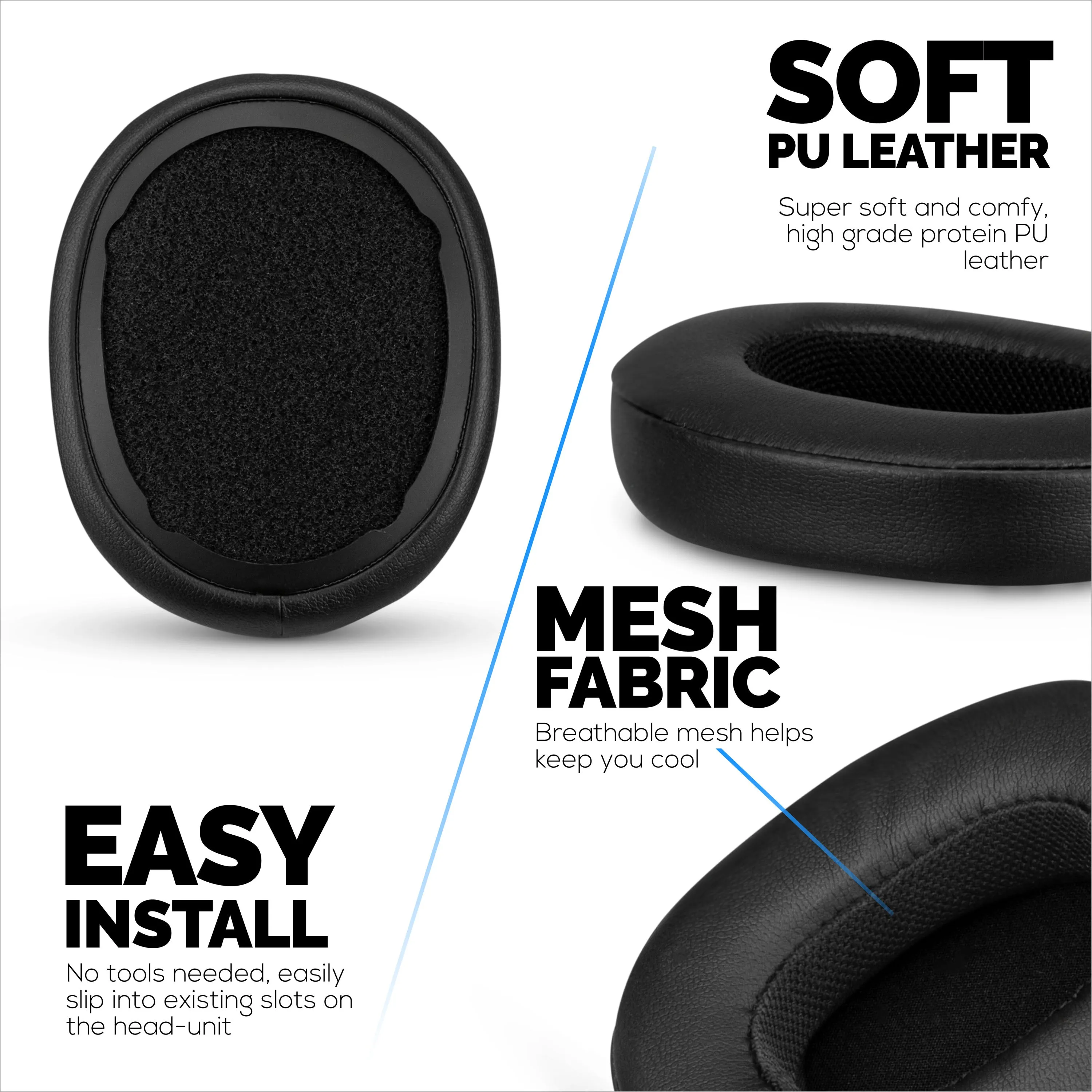 Replacement Earpads for Skullcandy Crusher Wireless, Hesh 3/ANC/EVO, Venue ANC & More - Extra Comfortable Foam, Durability and Noise Isolation