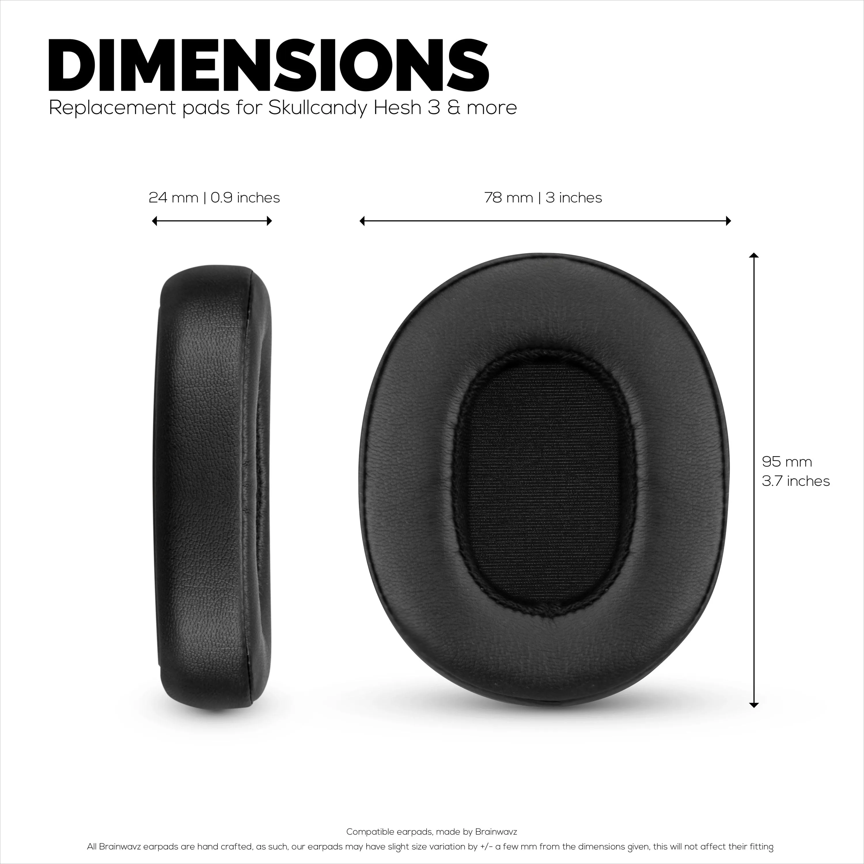 Replacement Earpads for Skullcandy Crusher Wireless, Hesh 3/ANC/EVO, Venue ANC & More - Extra Comfortable Foam, Durability and Noise Isolation