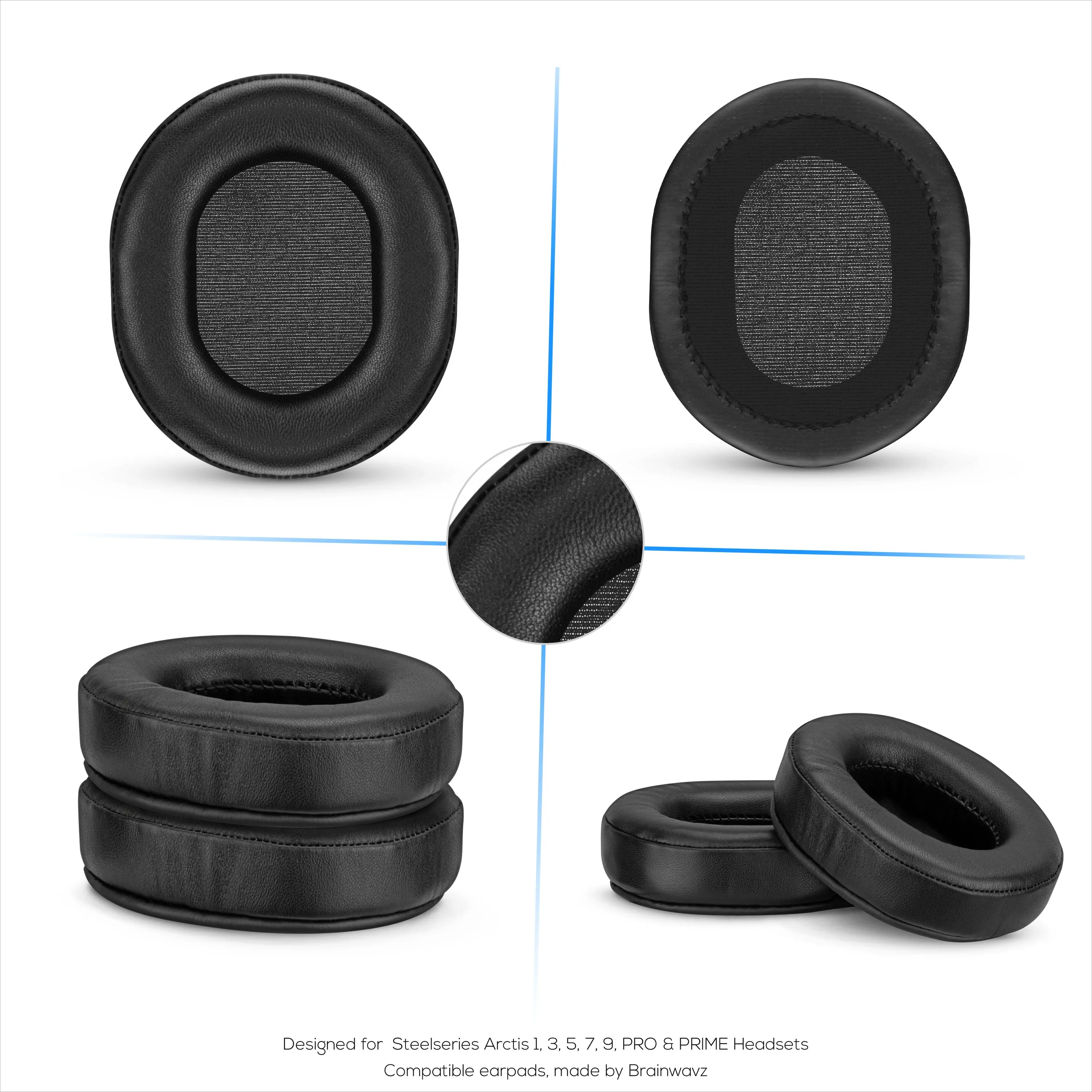 Sheepskin Earpads for Steelseries Arctis 1, 3, 5, 7, 9, PRO & PRIME Headsets, Real Leather with Memory Foam