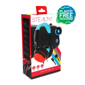 Stealth Premium Travel Kit for Nintendo Switch, Switch Lite & OLED - Gaming Headset, Braided Cable & Travel Case - Neon Red and Blue